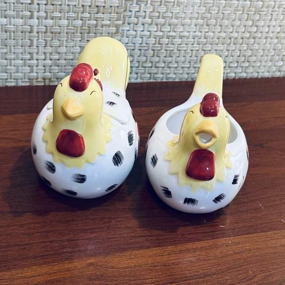 🌟3xHP🌟VTG 2005 Ceramic Chicken Cream & Sugar Set - Picture 1 of 12